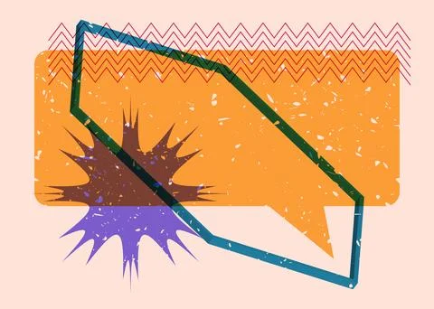 Risograph Speech Bubble with geometric shapes. Vector geometry elements wit.. Stockillustratie