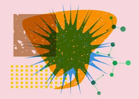Risograph Speech Bubble with geometric shapes. Geometry elements with Messa.. 库存插图