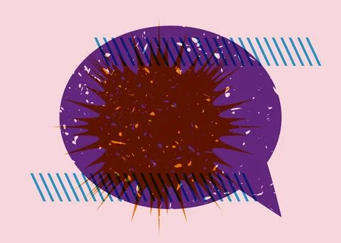 Risograph Speech Bubble with geometric shapes. Geometry elements with Messa.. Illustrazione stock
