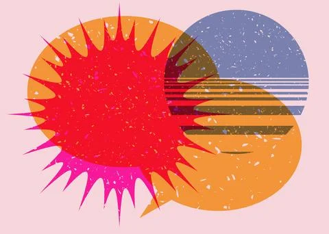 Risograph Speech Bubble with geometric shapes. Geometry elements with Messa.. Illustrazione stock