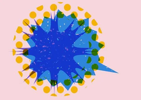 Risograph Speech Bubble with geometric shapes. Geometry elements with Messa.. Illustrazione stock