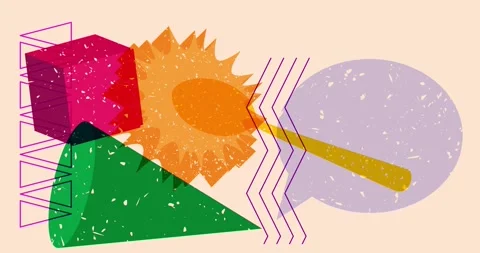 Risograph spoon and speech bubble with geometric elements video Stock Footage 277615245