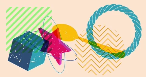 Risograph spoon with geometric elements video Stock Footage 274623177