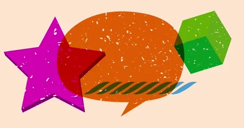 Risograph star and speech bubble with geometric elements Stock Footage 311835889
