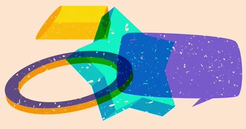 Risograph star and speech bubble with geometric elements video Stock Footage 311835890