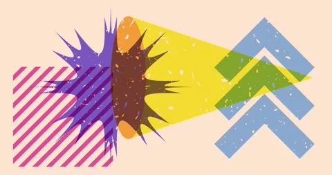 Risograph style geometry elements object shapes animation Stock Footage 297527840