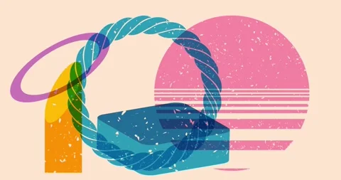 Risograph style geometry elements object shapes video Stock Footage 297527841