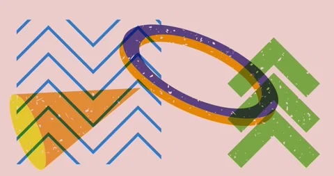 Risograph style Object shapes Stock Footage 284286131
