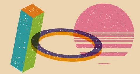 Risograph style object shapes geometry animation Stock Footage 285806097