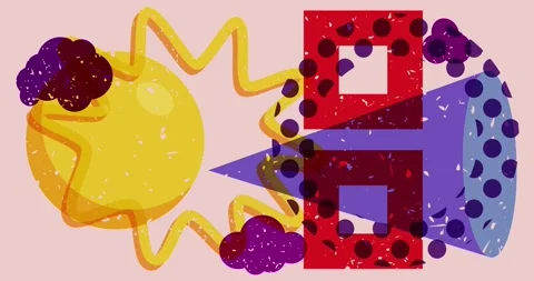 Risograph style Object shapes video Stock Footage 284286137