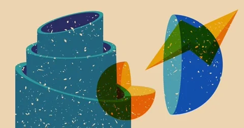 Risograph style trendy geometry elements object shapes video Stock Footage 297431152