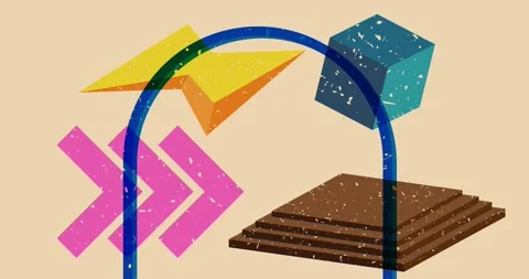Risograph style trendy geometry elements object shapes Stock Footage 297431160