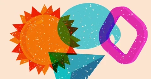 Risograph Summer Sun and speech bubble with geometric elements Stock Footage 277237928