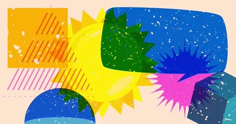Risograph Summer Sun and speech bubble with geometric elements Video Video stock 277237932