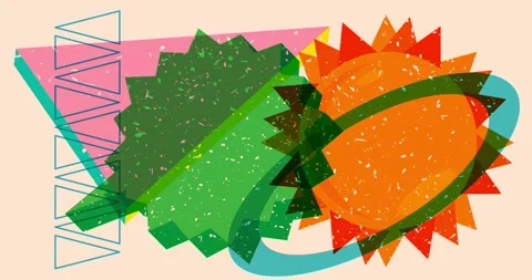 Risograph Summer Sun and speech bubble with geometric elements animation Stock Footage 277237937