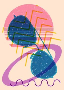 Risograph Sunglasses with geometric shapes. Objects in trendy riso graph pr.. Stock Illustration