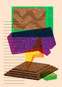 Risograph Television with speech bubble with geometric shapes. Objects in t.. Illustrazione stock
