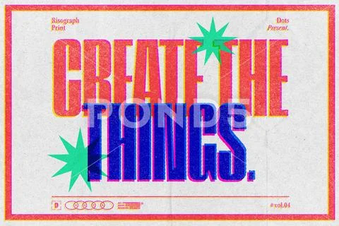 Risograph Text Effect PSD Template