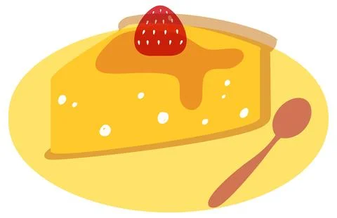 Risograph Vector Illustration of Cheesecake Slice with Strawberry and Syrup 스톡 일러스트