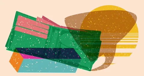 Risograph wallet and speech bubble with geometric elements video Video stock 272284604