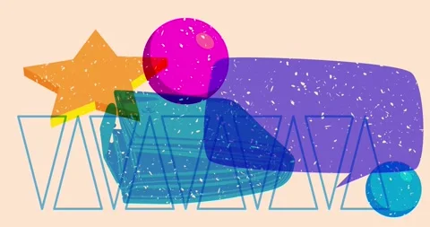Risograph wallet and speech bubble with geometric elements animation Stock Footage 272284627