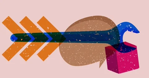 Risograph Wrench and speech bubble with geometric elements animation Stock Footage 303086898