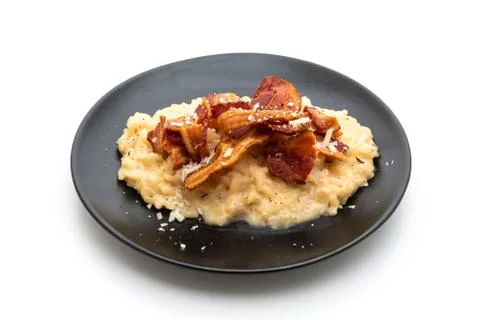 Risotto with crispy bacon Stock Photos