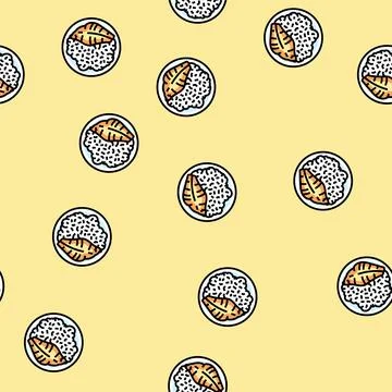 Risotto fish vector seamless pattern Stock Illustration