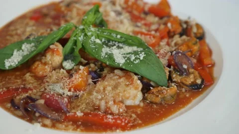 Risotto with seafood Stock Footage 240021462