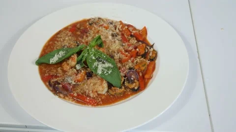 Risotto with seafood Stock Footage 240021463