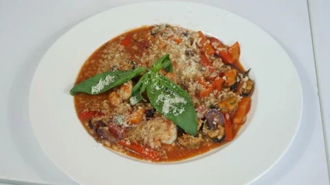 Risotto with seafood Stock Footage 240021477