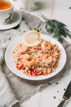 Risotto with shrimp Stock Photos