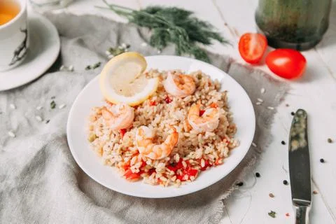 Risotto with shrimp Stock Photos