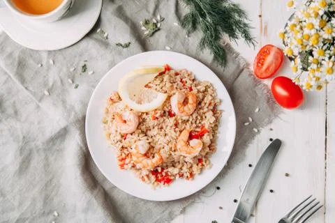 Risotto with shrimp Foto stock
