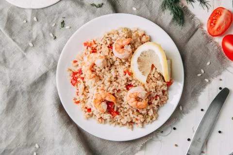 Risotto with shrimp Stock Photos