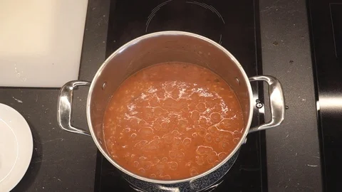 Risotto simmering overhead Stock Footage 112127791