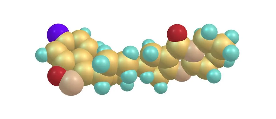 Risperidone medication molecular structure isolated on white Stock Illustration