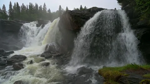 Ristafallet Waterfall Sweden Stock Footage