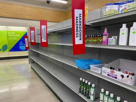 Rite Aid Interior Empty Shelves Stock Photos