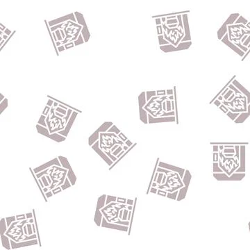 Rite of cremation glyph vector seamless pattern Stock Illustration