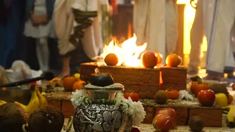 The rite of glorification of Lord Krishna in a private indian home Stock Footage 122227788