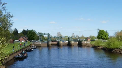 Ritterhude Lock, Hamme, Ritterhude Video stock 241786035