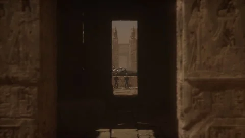 Ritual to awaken the alien queen inside the pharaonic temple Stock Footage 292524423