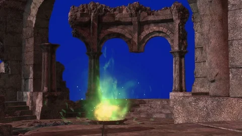 A ritual brazier in an ancient temple Stock Footage 117301902