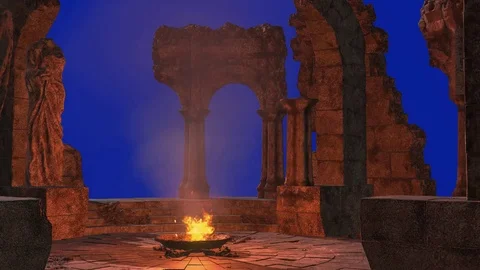 A ritual brazier in an ancient temple Stock Footage 117302122