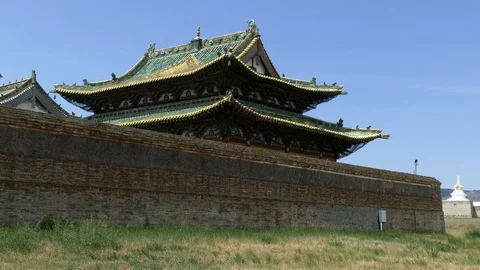 Ritual building of the Mongolian monastery Erdene Zuu. Stock Footage 91642054