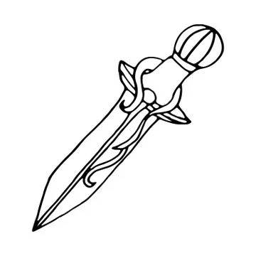 Ritual dagger on a white background. Stock Illustration