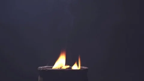 Ritual Fire in a Clay Pot Vídeos de archivo 75861811