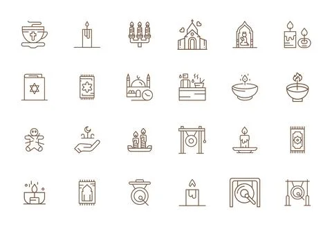 Ritual Vector Icon Collection with 24 256x256 Bold Line Designs Stock Illustration