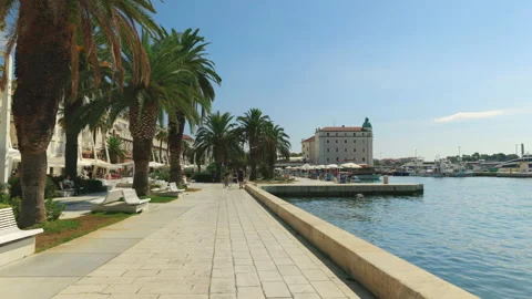 Riva Promenade in Split, Croatia Stock Footage 219958126